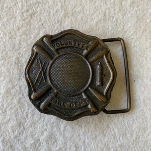 Classic Vintage Volunteer FIRE DEPT Firefighter Ladder Metal Belt Buckle 1970's